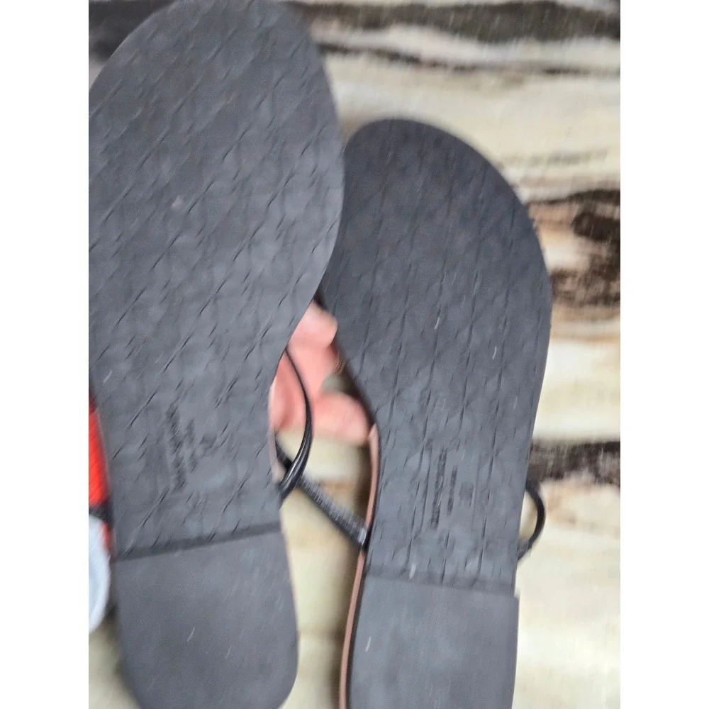 Kate Spade New York Black Pink Thong Flip Flop Sandals Flat Logo Womens‎ 10